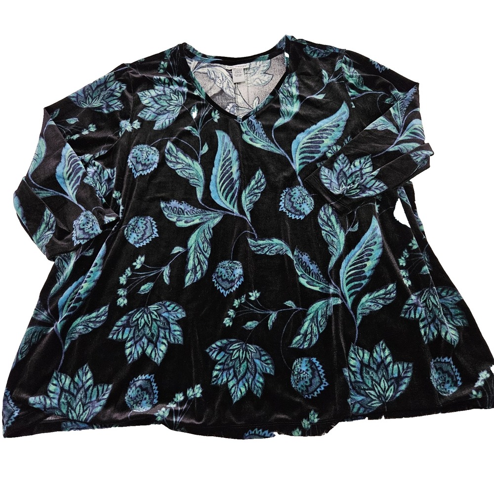 NWT Catherine's 3X Whimsigoth Fairycore Velvet Floral Mystical‎ Long Sleeve Top